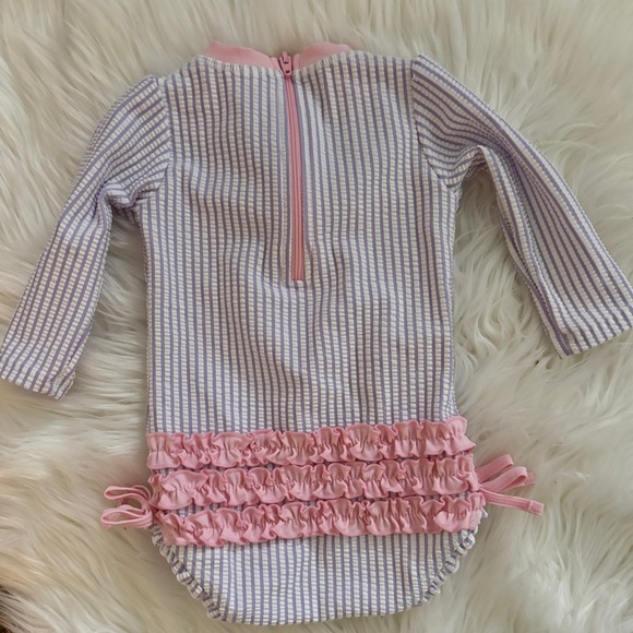 Ruffle Butts Seersucker Lavender Rash Guard 6-12 months - Picture 4 of 5